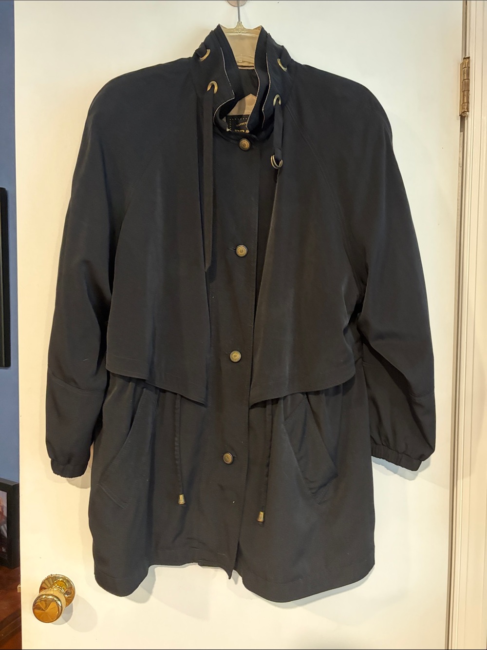 Braetan Black Hooded Drawstring Trench Coat